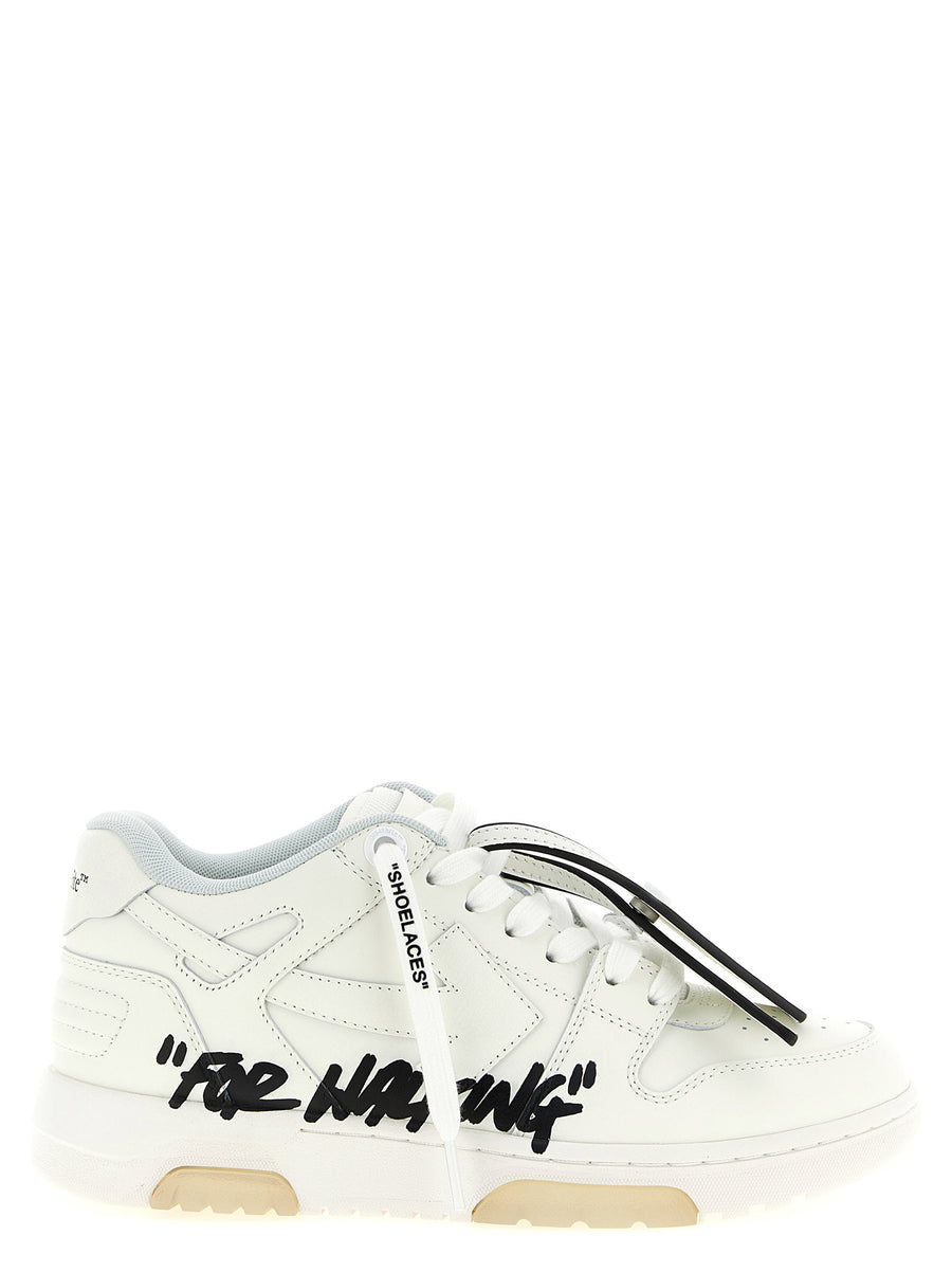 Off White Out Of Office For Walking Sneakers White Black Calfskin Leather Women
