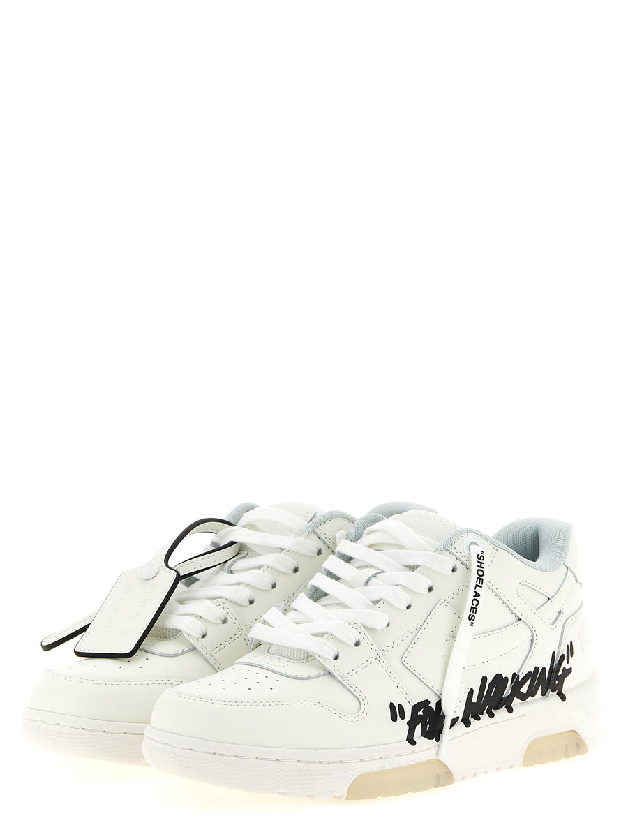 Off White Out Of Office For Walking Sneakers White Black Calfskin Leather Women