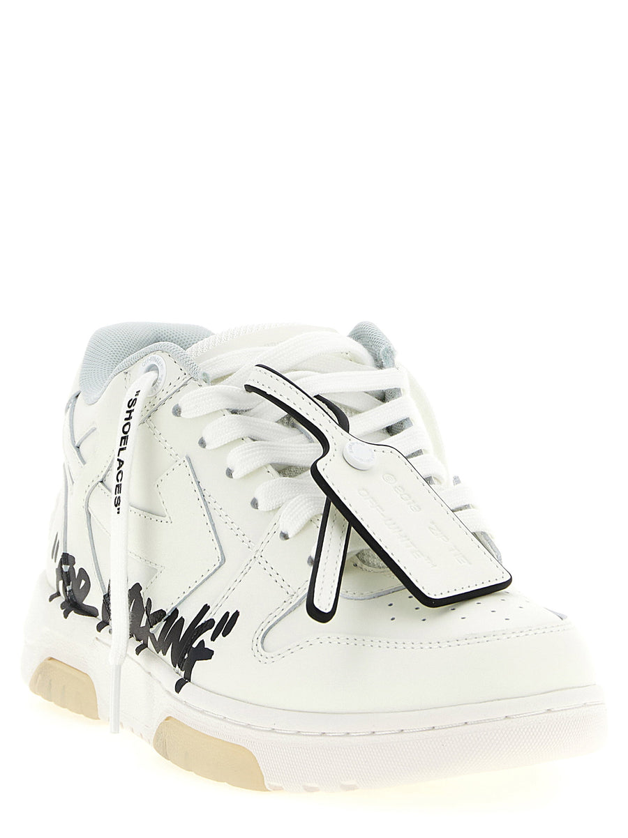 Off White Out Of Office For Walking Sneakers White Black Calfskin Leather Women