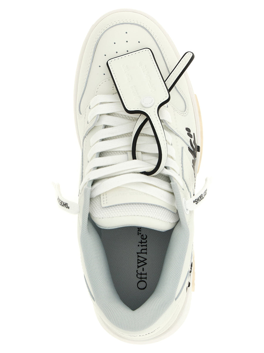 Off White Out Of Office For Walking Sneakers White Black Calfskin Leather Women