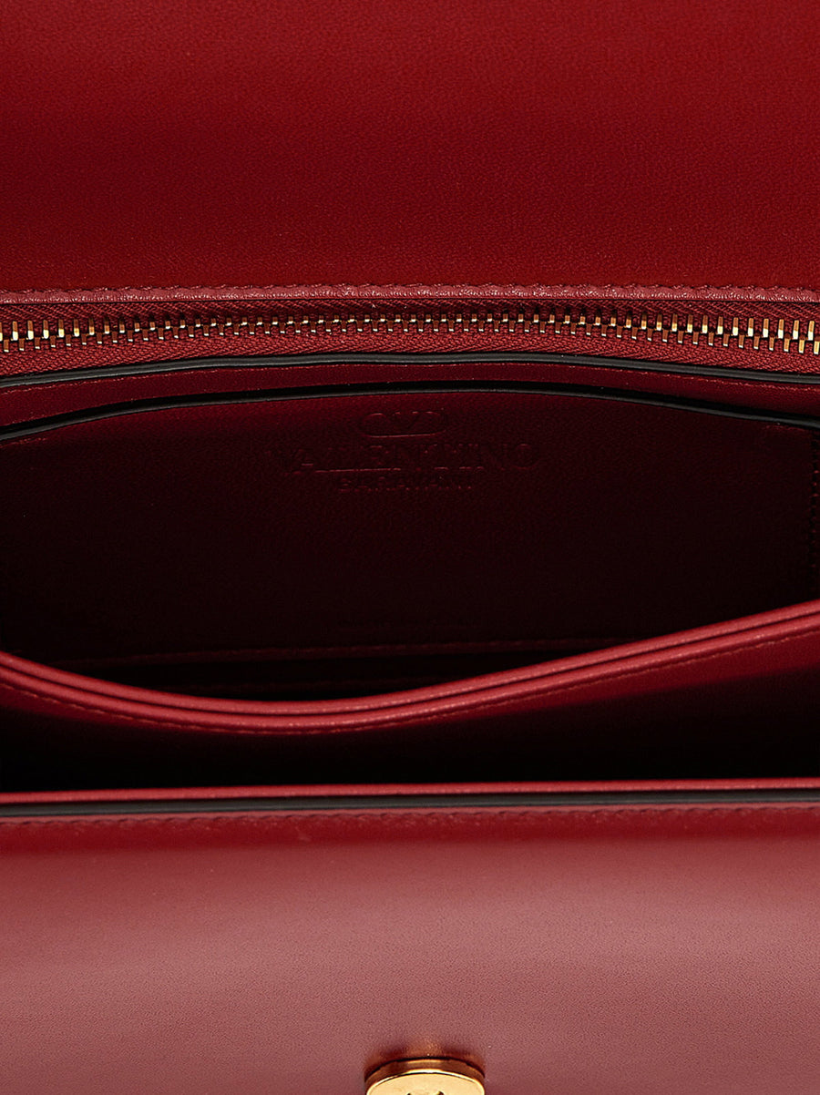 Valentino Garavani Vain Shoulder Bag Red Calfskin Magnetic Flap V Logo Icon For Women