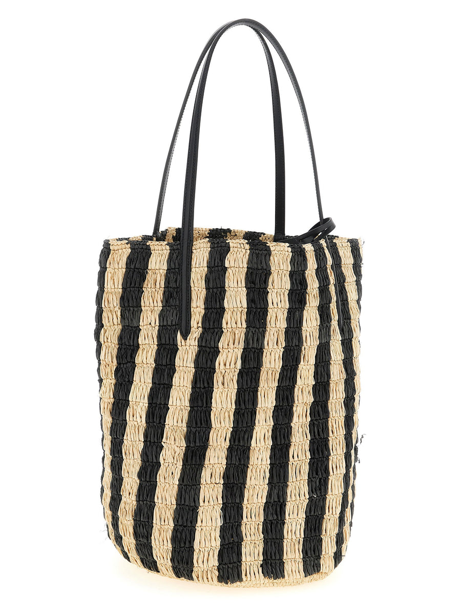 Valentino Garavani Raffia Shopper Handwoven Striped Tote For Women Artisanal Luxury