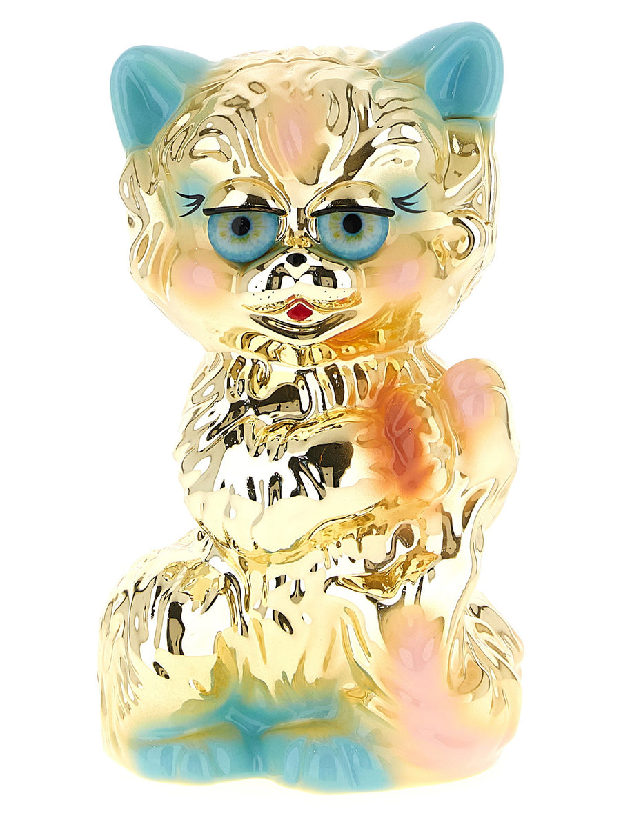 Valentino Garavani Minaudiere Le Chat De La Maison Hand Painted Gold Statement Clutch With Removable Chain For Women