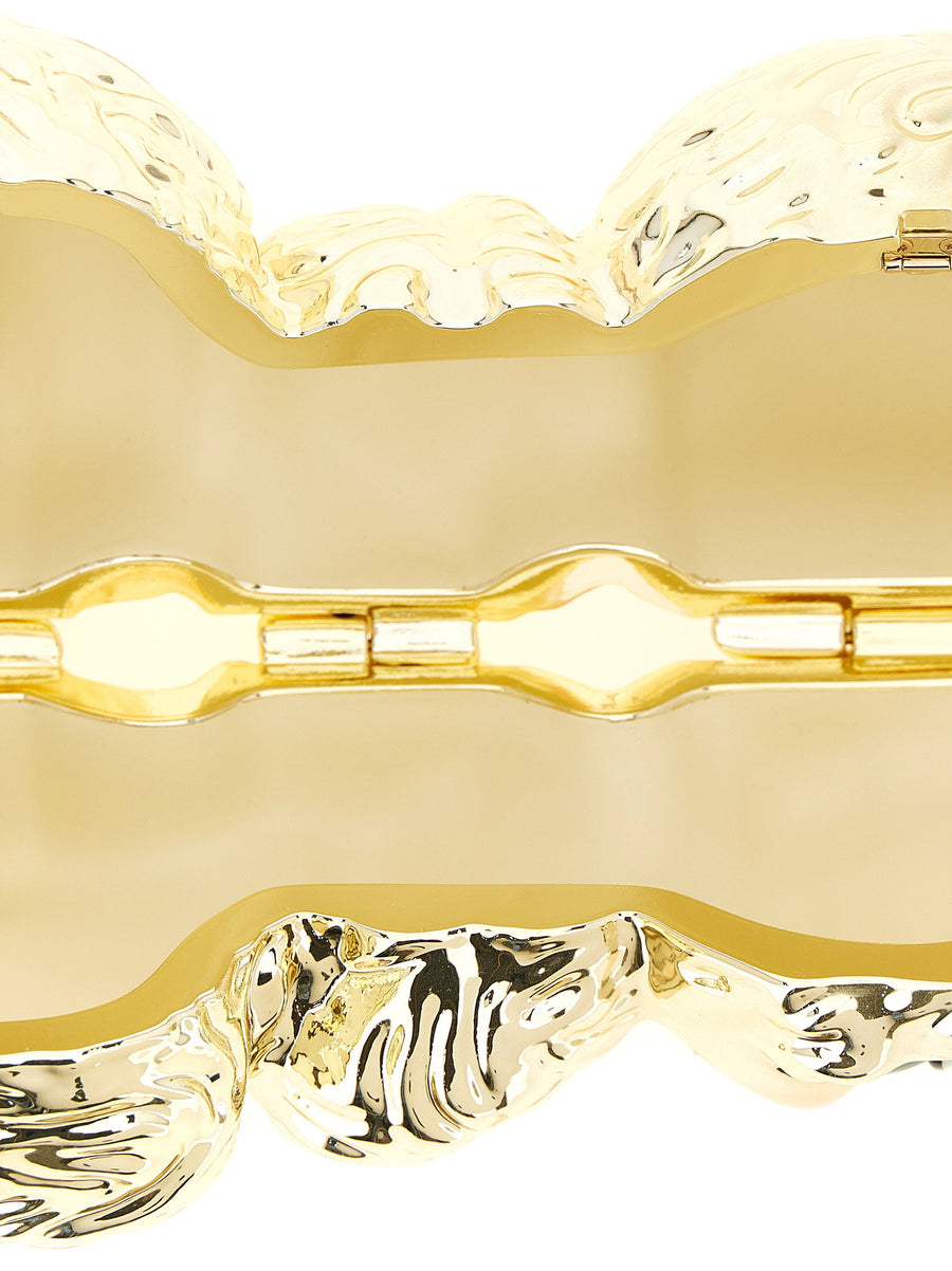 Valentino Garavani Minaudiere Le Chat De La Maison Hand Painted Gold Statement Clutch With Removable Chain For Women