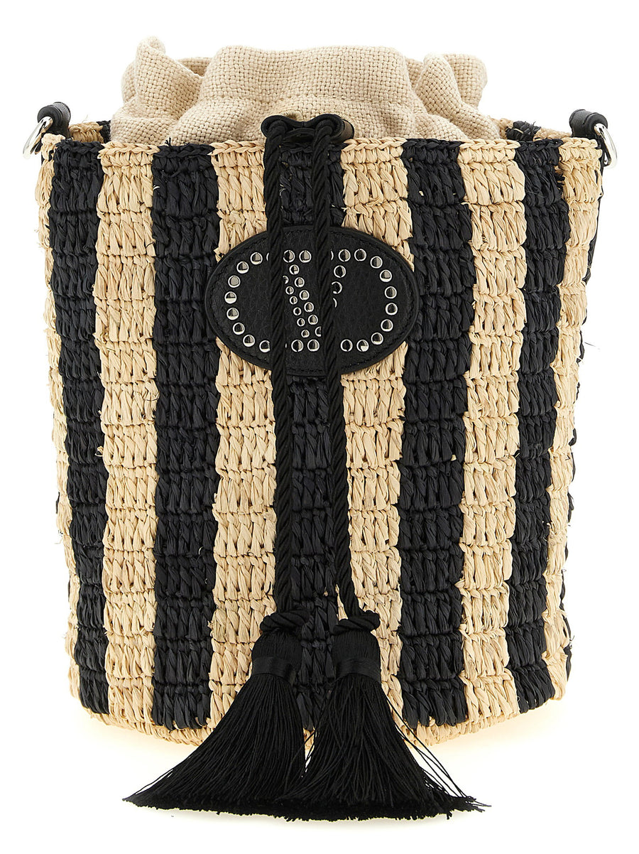 Valentino Garavani Raffia Small Bucket Bag