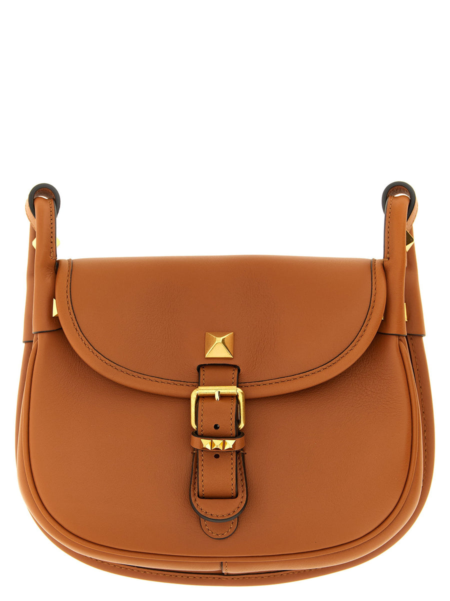Valentino Garavani Flaneuse Small Shoulder Bag For Women Luxurious Brown Calfskin Adjustable Strap Magnetic Closure