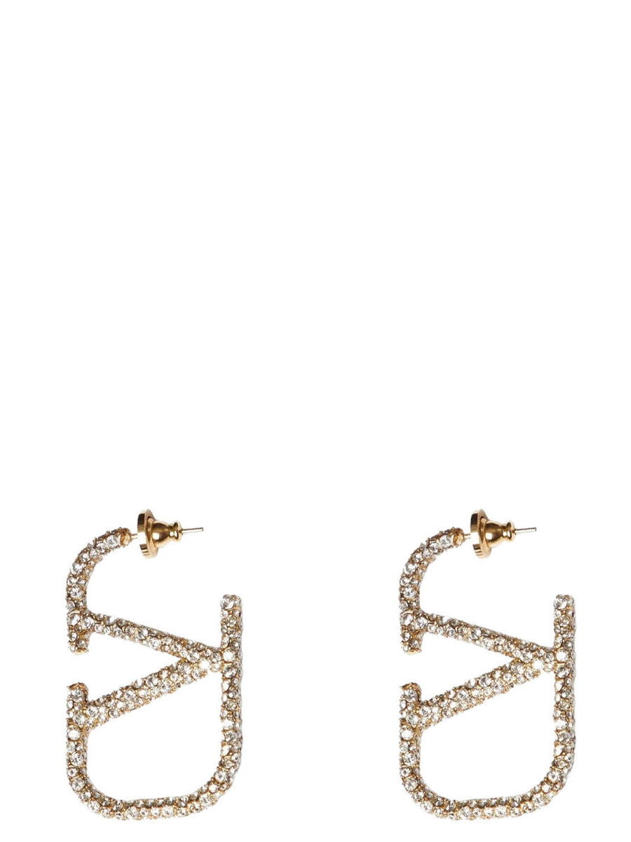 Valentino Garavani Vlogo Signature Earrings Gold Swarovski Crystals