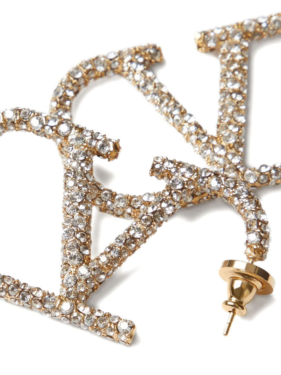 Valentino Garavani Vlogo Signature Earrings Gold Swarovski Crystals
