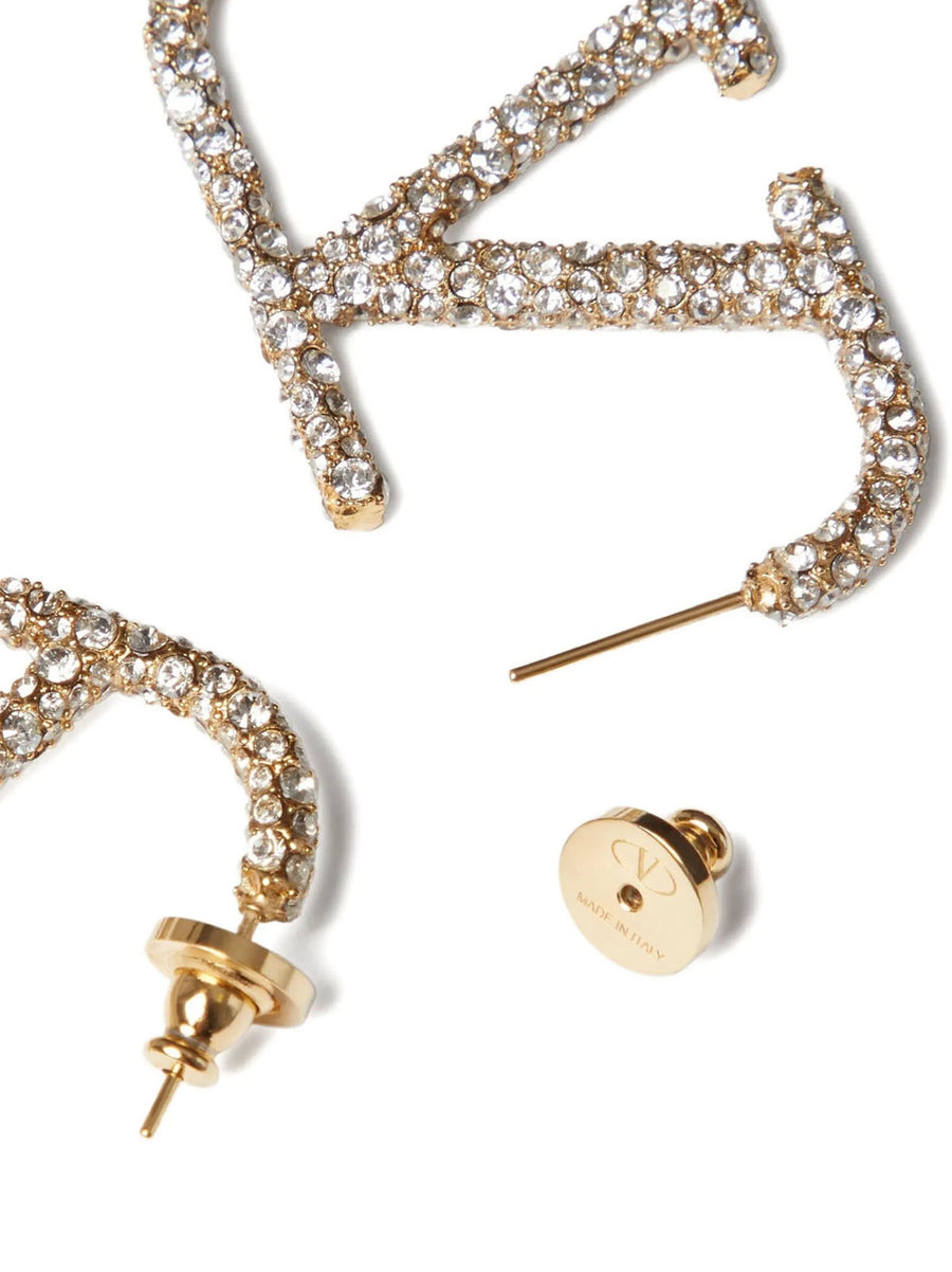 Valentino Garavani Vlogo Signature Earrings Gold Swarovski Crystals