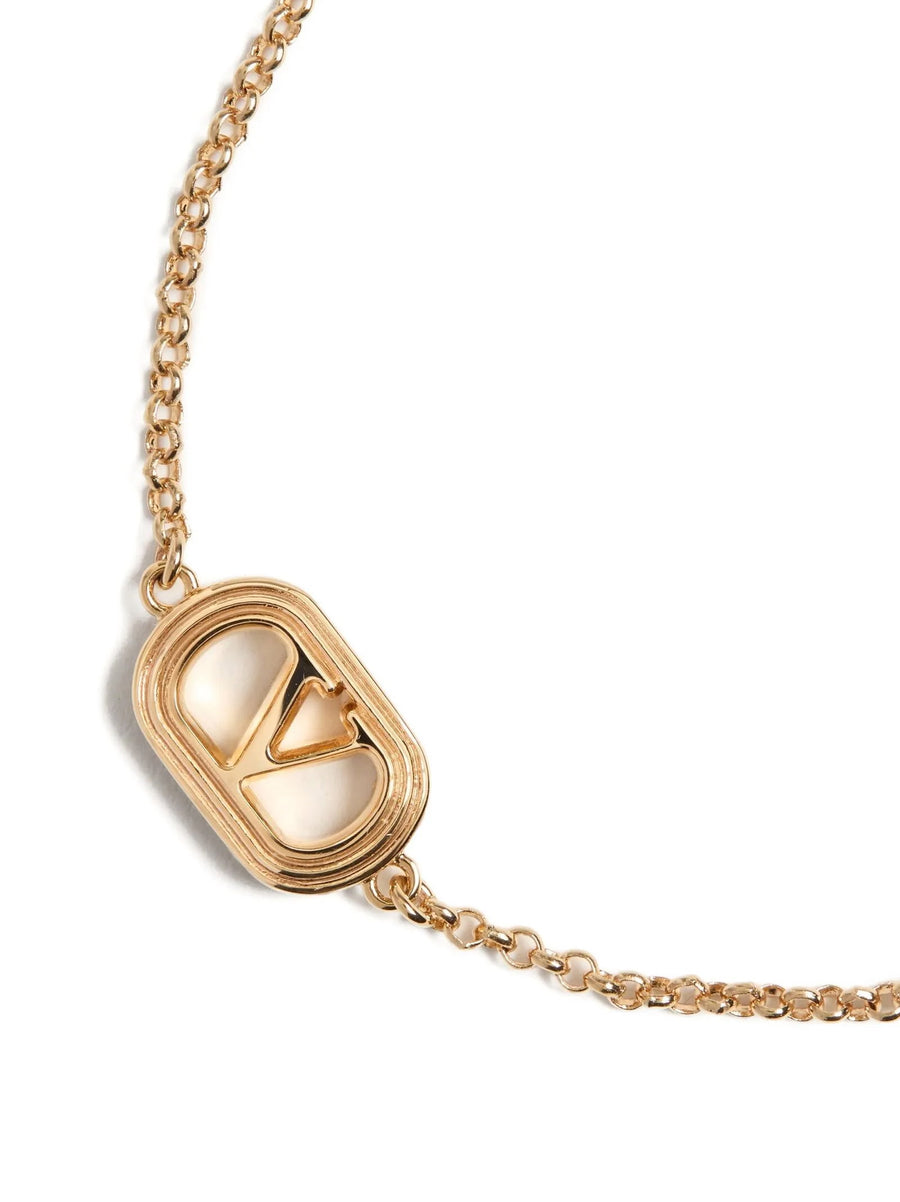 Ovalette Bracelet Valentino Garavani Gold Tone Steel with Swarovski Pearls VLogo Signature for Women