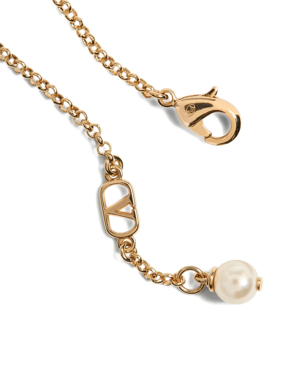 Ovalette Bracelet Valentino Garavani Gold Tone Steel with Swarovski Pearls VLogo Signature for Women