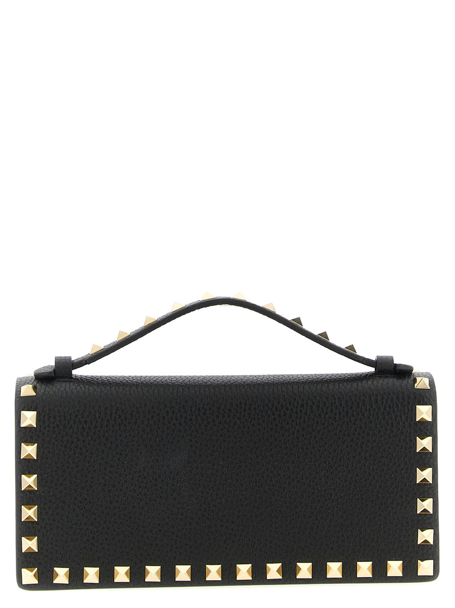 Valentino Garavani Rockstud Wallet On Chain Calfskin Leather Black