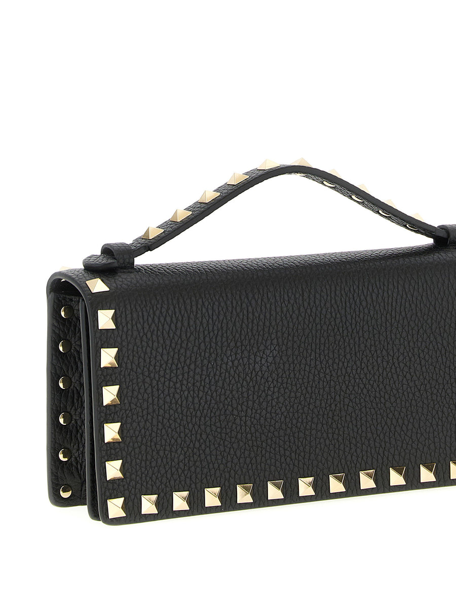 Valentino Garavani Rockstud Wallet On Chain Calfskin Leather Black