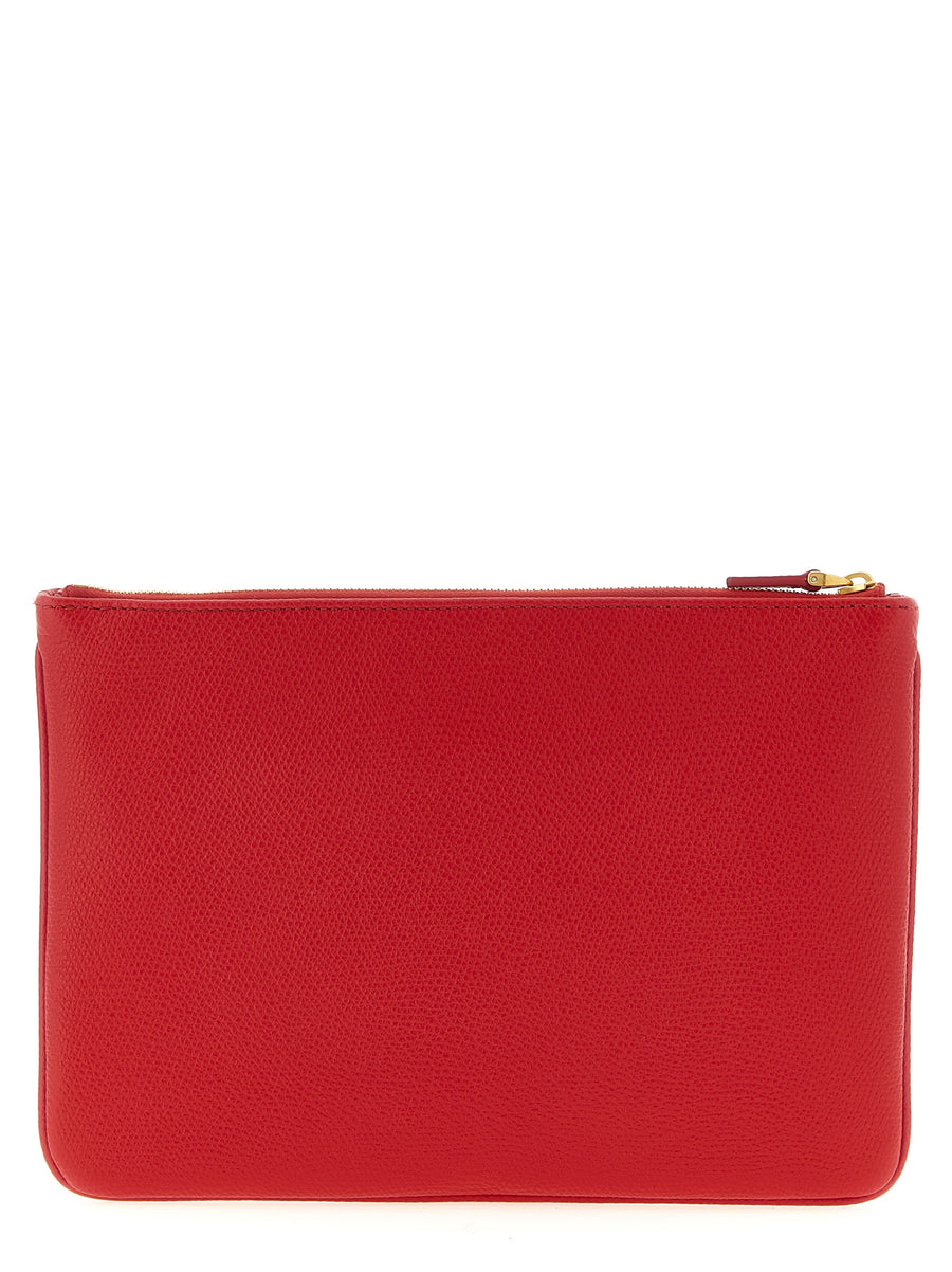 Valentino Garavani VLogo Signature Clutch Bag Garnet Red Calfskin With Top Zip For Women Elegant Luxury