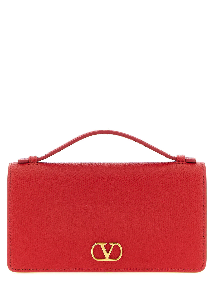 Valentino Garavani Vlogo Signature Wallet On Chain Calfskin Red