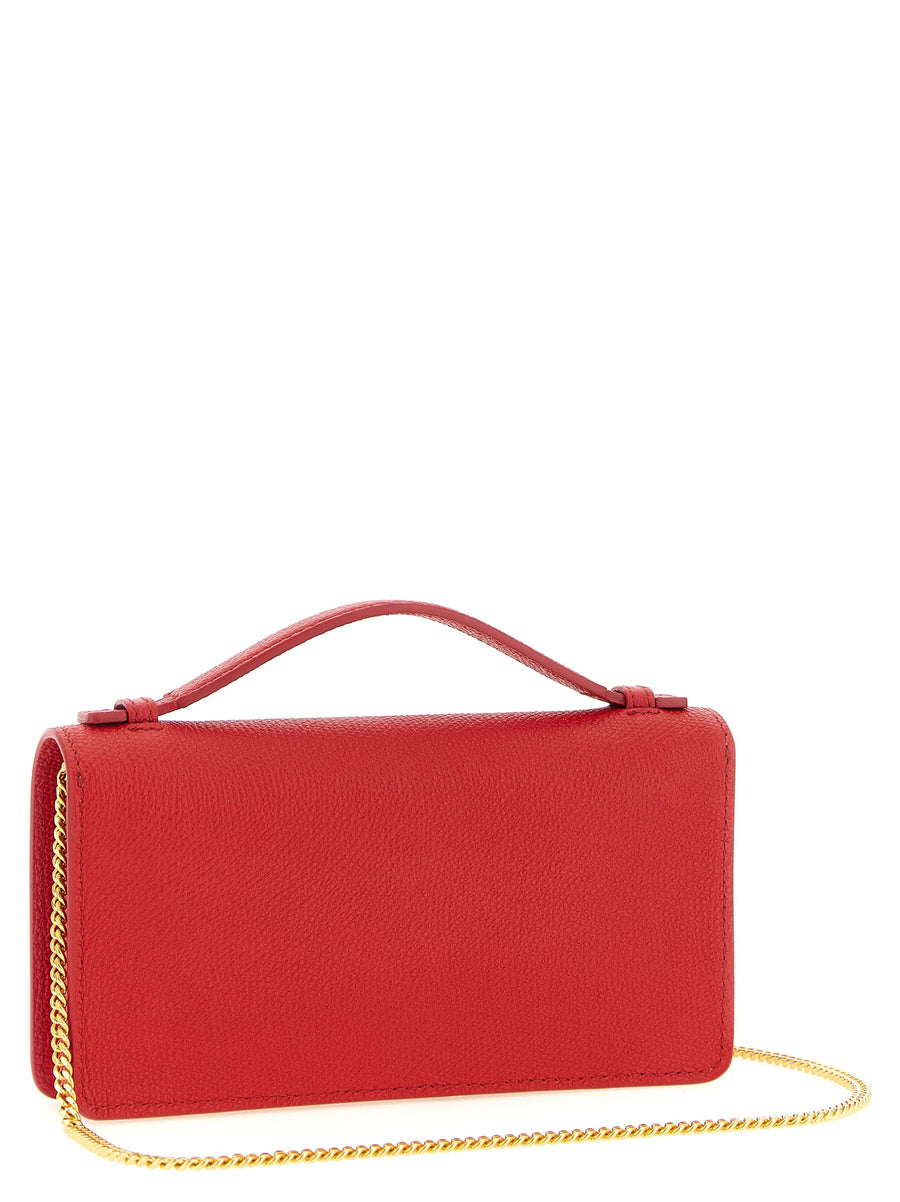 Valentino Garavani Vlogo Signature Wallet On Chain Calfskin Red