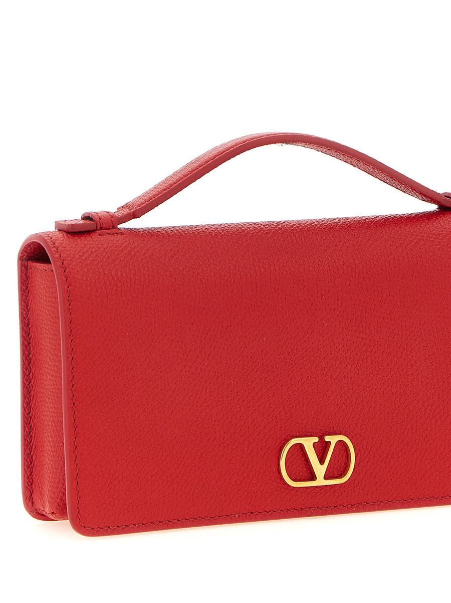 Valentino Garavani Vlogo Signature Wallet On Chain Calfskin Red