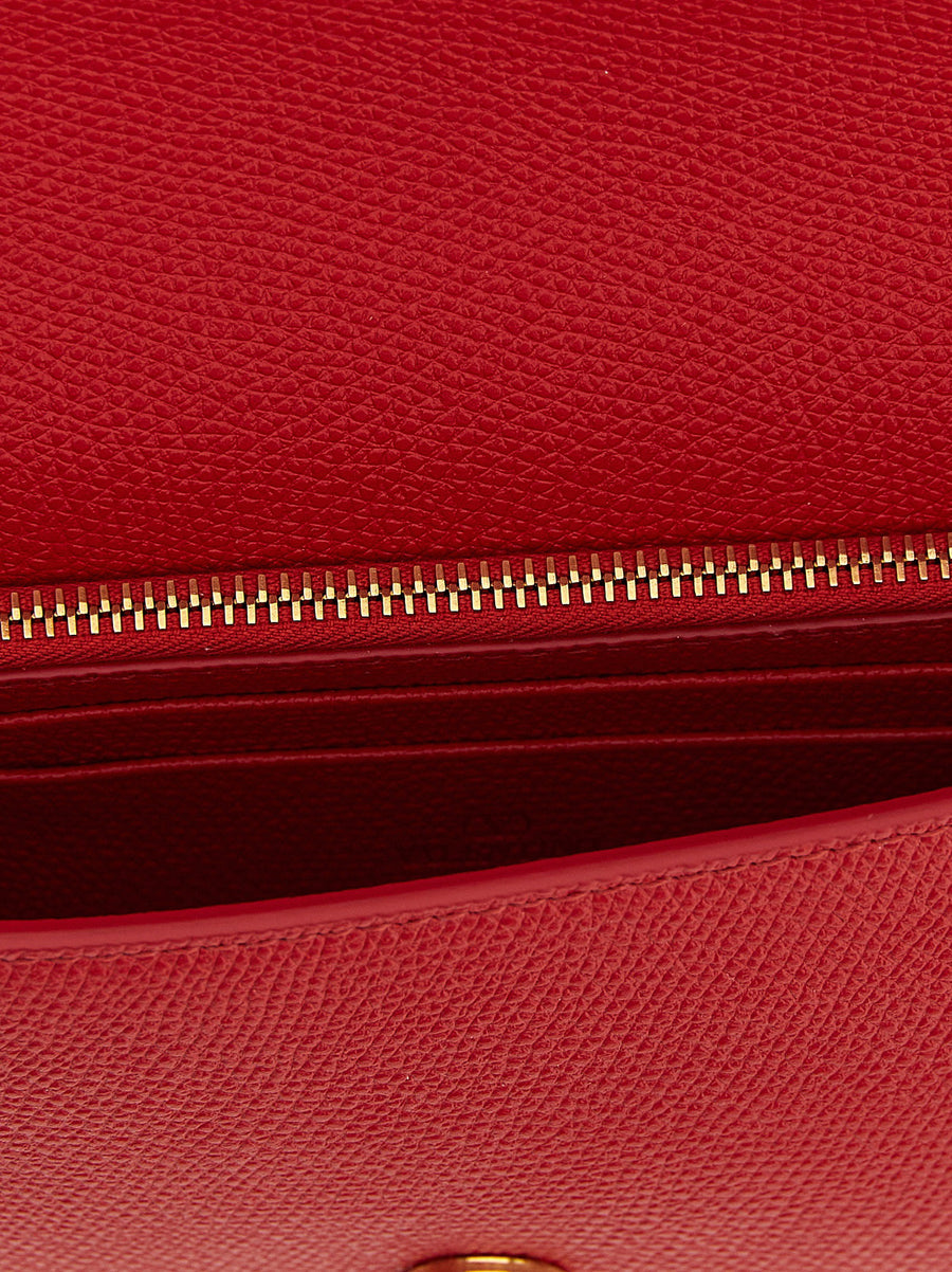 Valentino Garavani Vlogo Signature Wallet On Chain Calfskin Red
