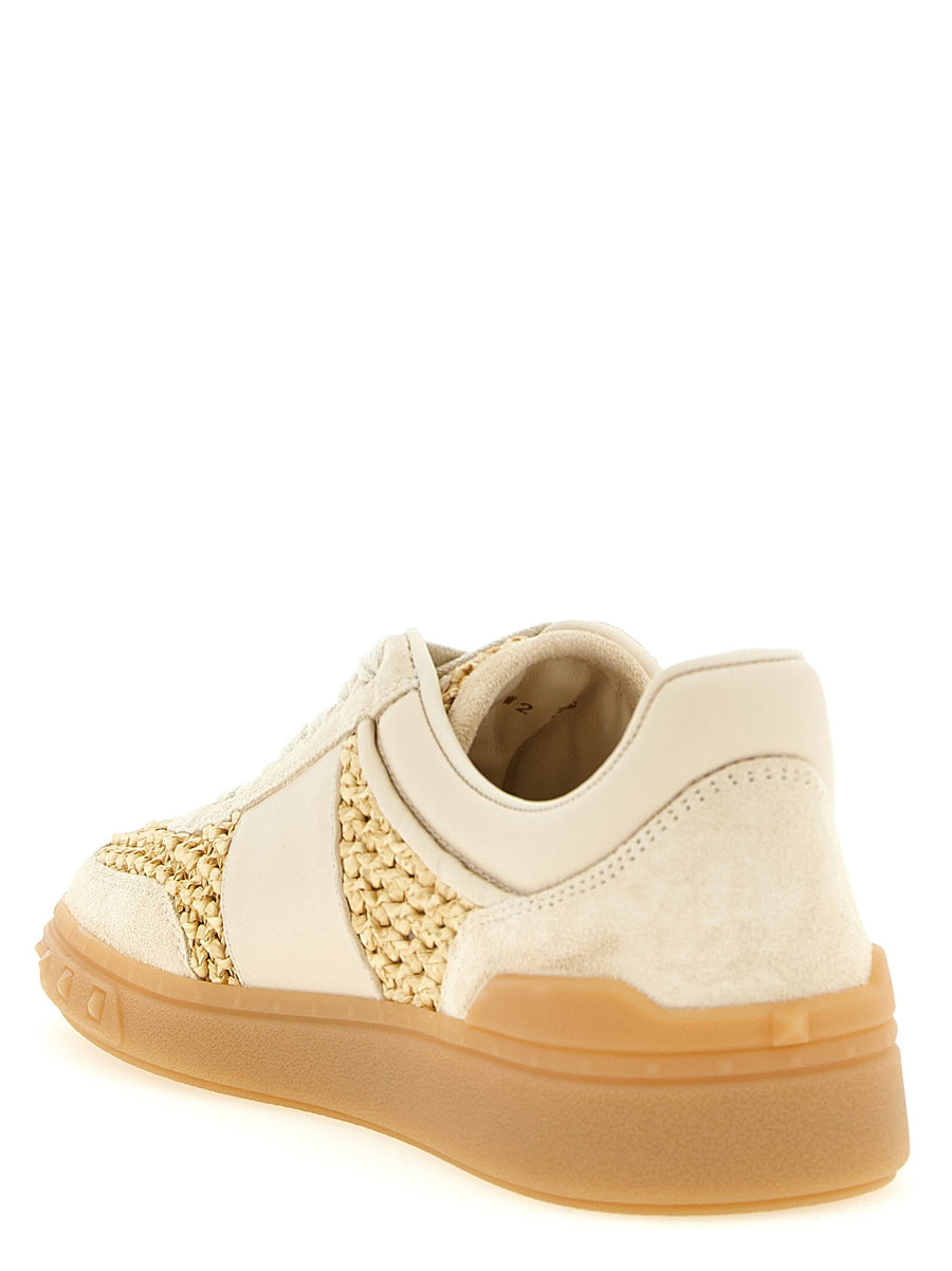 Valentino Garavani Upvillage Sneakers For Women Textured Raffia Upper With Calfskin Side Band Couture Detail