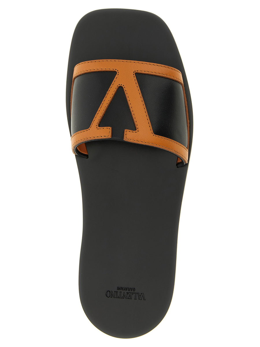 Valentino Viva Superstar Slides Luxury Lamb Leather Signature Vlogo Band Women Sandals Resort Wear