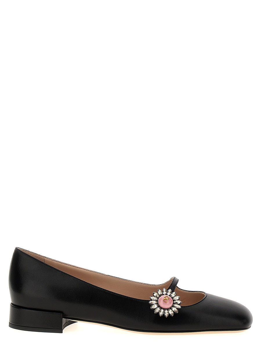 Valentino Garavani Luxurious Preshoes Ballet Flats For Women With Maxi Jewel Strap And 2 Cm Heel