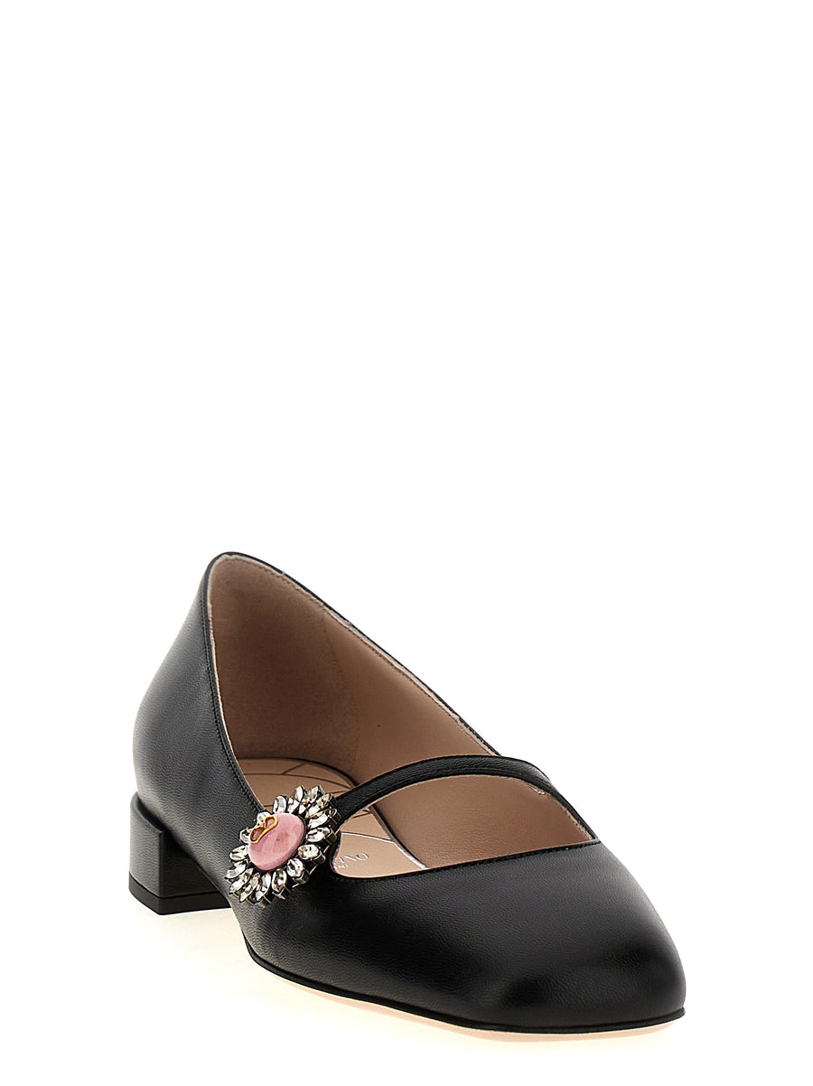 Valentino Garavani Luxurious Preshoes Ballet Flats For Women With Maxi Jewel Strap And 2 Cm Heel