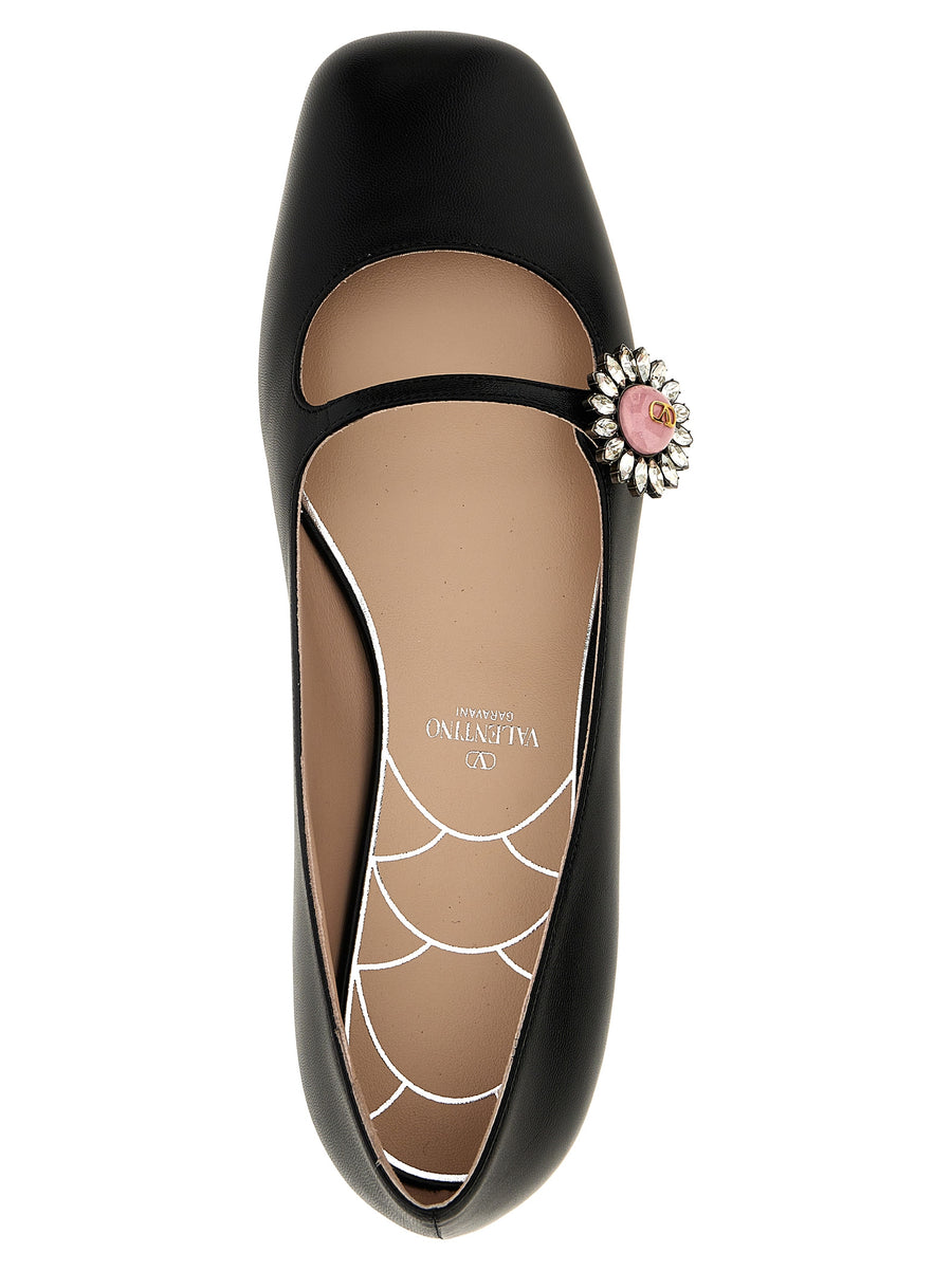 Valentino Garavani Luxurious Preshoes Ballet Flats For Women With Maxi Jewel Strap And 2 Cm Heel