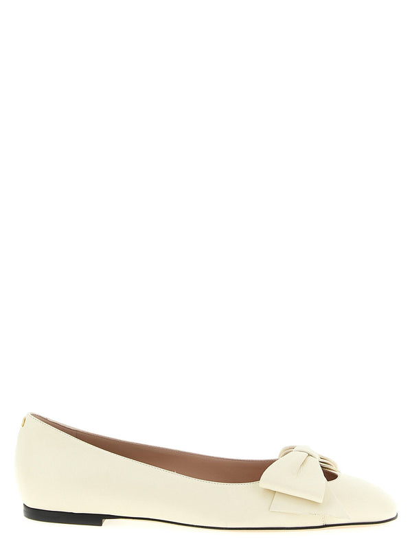 Valentino Garavani Bowow Ballet Flats Women White Leather With Bow Detail And Vlogo Heel