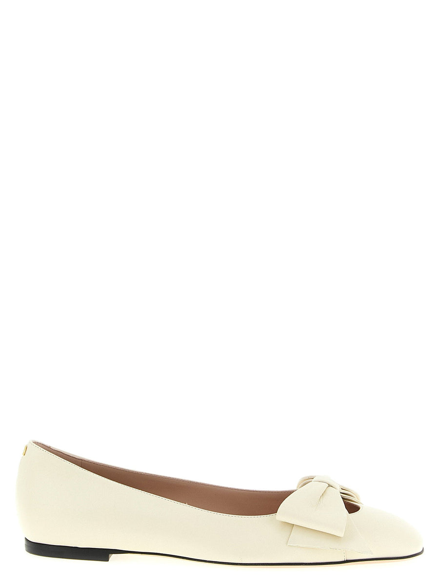 Valentino Garavani Bowow Ballet Flats Women White Leather With Bow Detail And Vlogo Heel