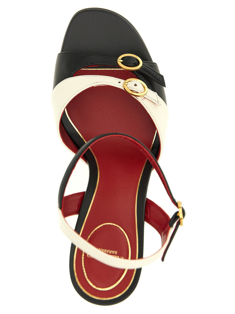 Valentino Garavani Crasher Sandals For Women Two Tone Calfskin Leather With Adjustable Straps Platform VLogo Signature