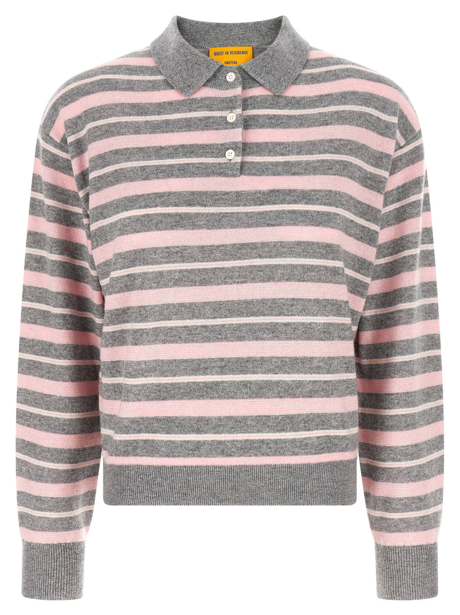 Guest In Residence Clloegiate Stripe Polo Sweater