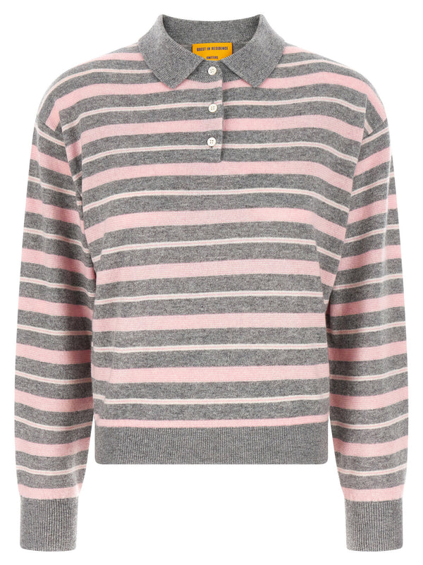 Guest In Residence Clloegiate Stripe Polo Sweater