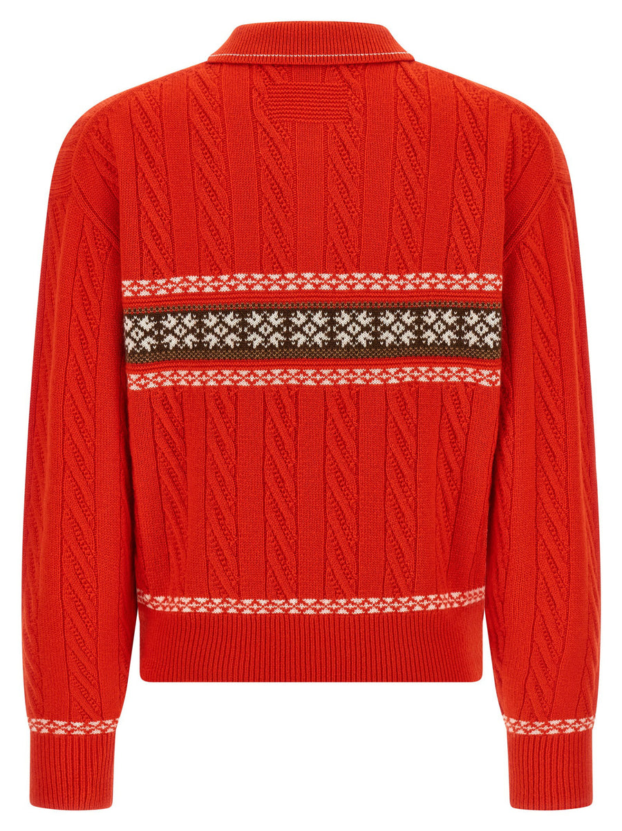 Guest In Residence Cable Collegiate Polo Sweater
