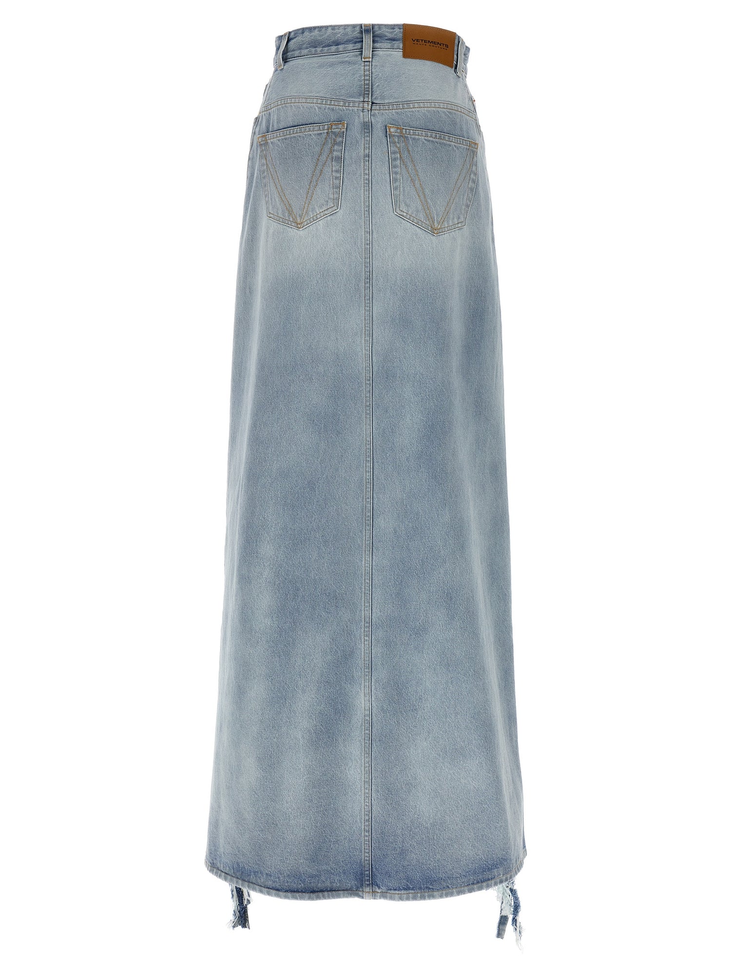 Vetements Destroyed Denim Maxi Skirt Skirt