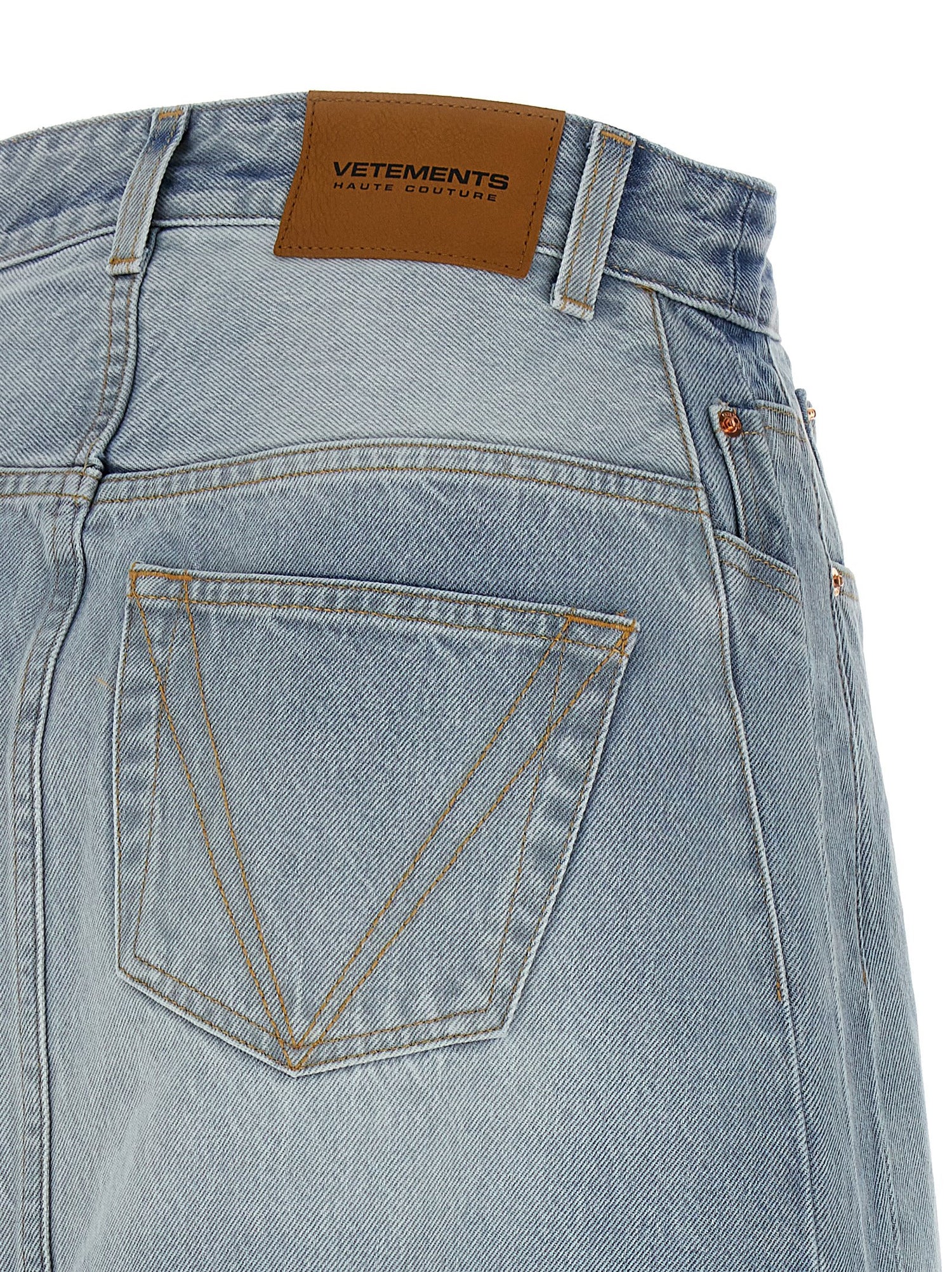 Vetements Destroyed Denim Maxi Skirt Skirt