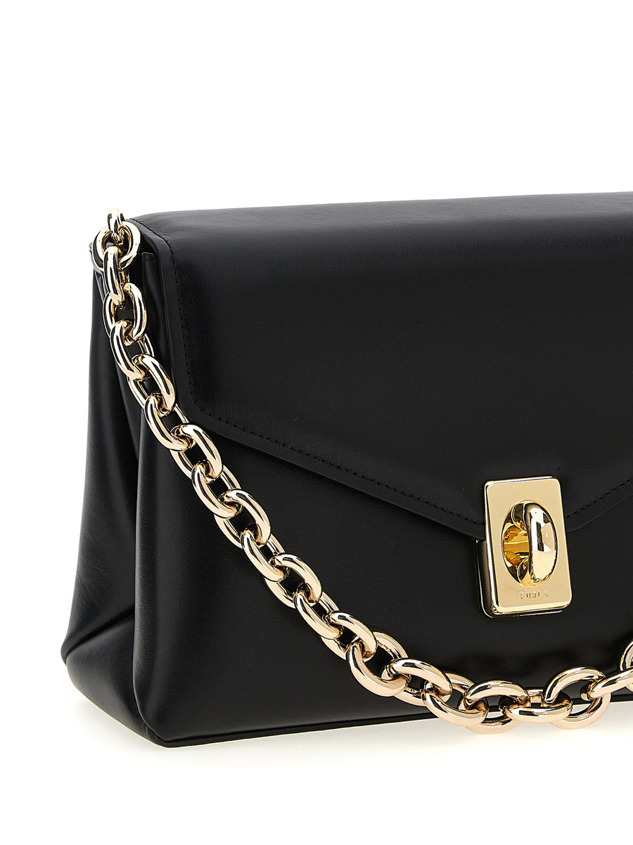 Furla Meridiana Shoulder Bag For Women Premium Leather Two Way Styling Removable Chain Handle