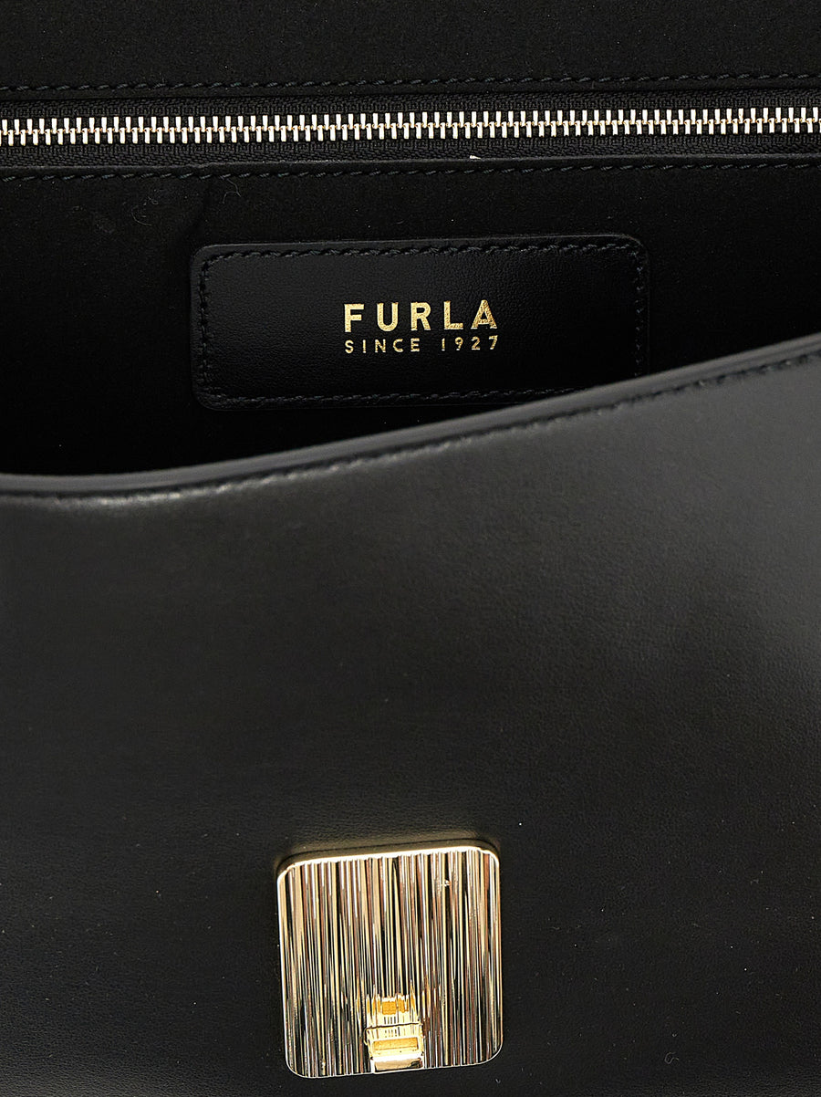Furla Meridiana Shoulder Bag For Women Premium Leather Two Way Styling Removable Chain Handle