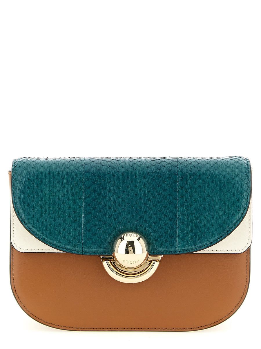Furla Sfera Mini Crossbody Bag Multicolor Lamb Leather Saddle Silhouette Handsfree Versatile For Modern Women
