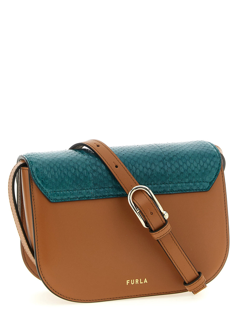 Furla Sfera Mini Crossbody Bag Multicolor Lamb Leather Saddle Silhouette Handsfree Versatile For Modern Women