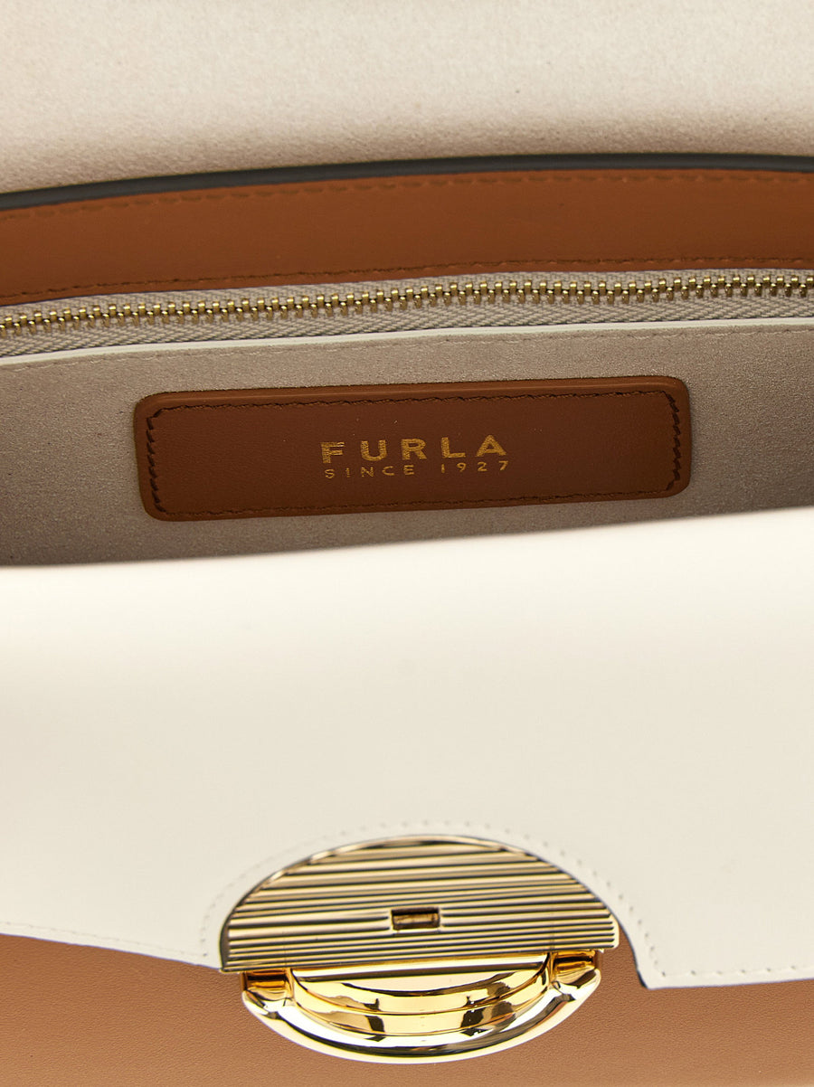 Furla Sfera Mini Crossbody Bag Multicolor Lamb Leather Saddle Silhouette Handsfree Versatile For Modern Women
