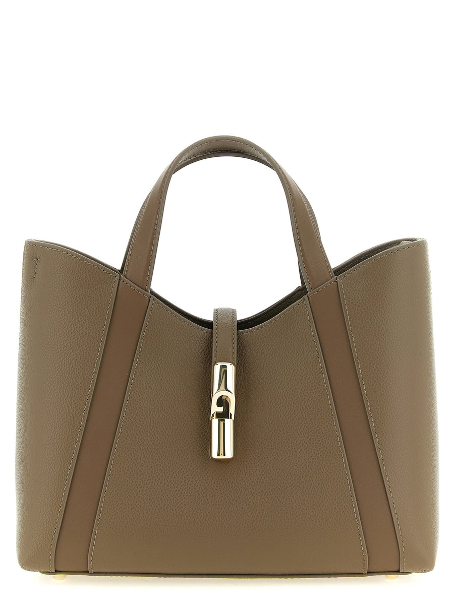 Furla Goccia S Gray Calfskin Shopper Bag 25 x 22 x 9 cm
