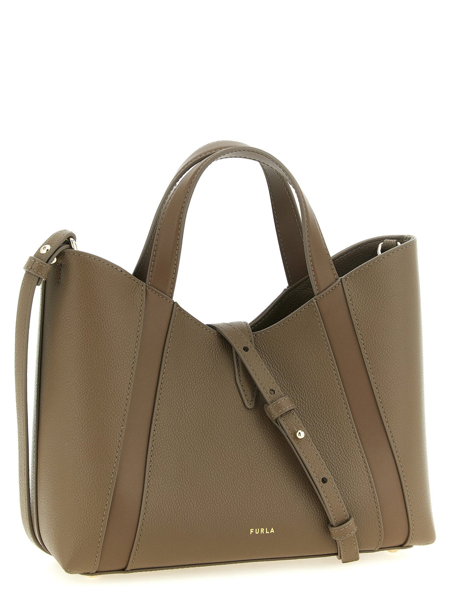 Furla Goccia S Gray Calfskin Shopper Bag 25 x 22 x 9 cm