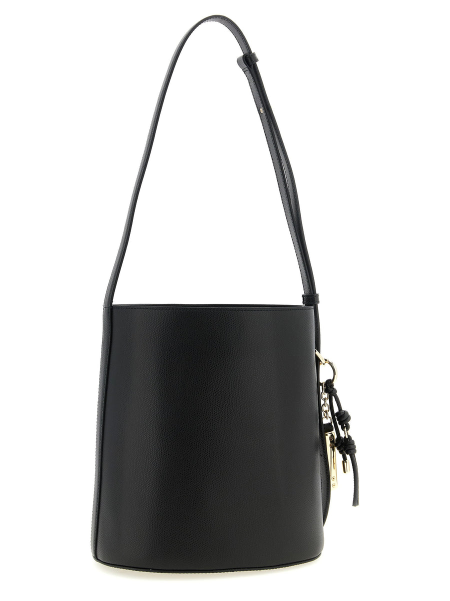 Furla Roxie Small Bucket Bag Calfskin Leather Grain Finish Adjustable Strap For Women