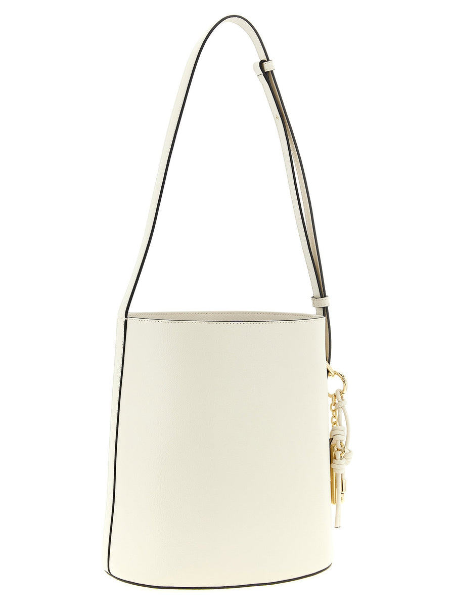 Furla Roxie Small Bucket Bag White Calfskin Leather for Women Magnetic Closure Everyday Luxury
