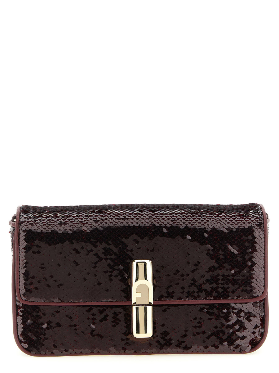 Furla Iride Sequin Crossbody Bag for Women Bordeaux Small Evening Glamour Accessory