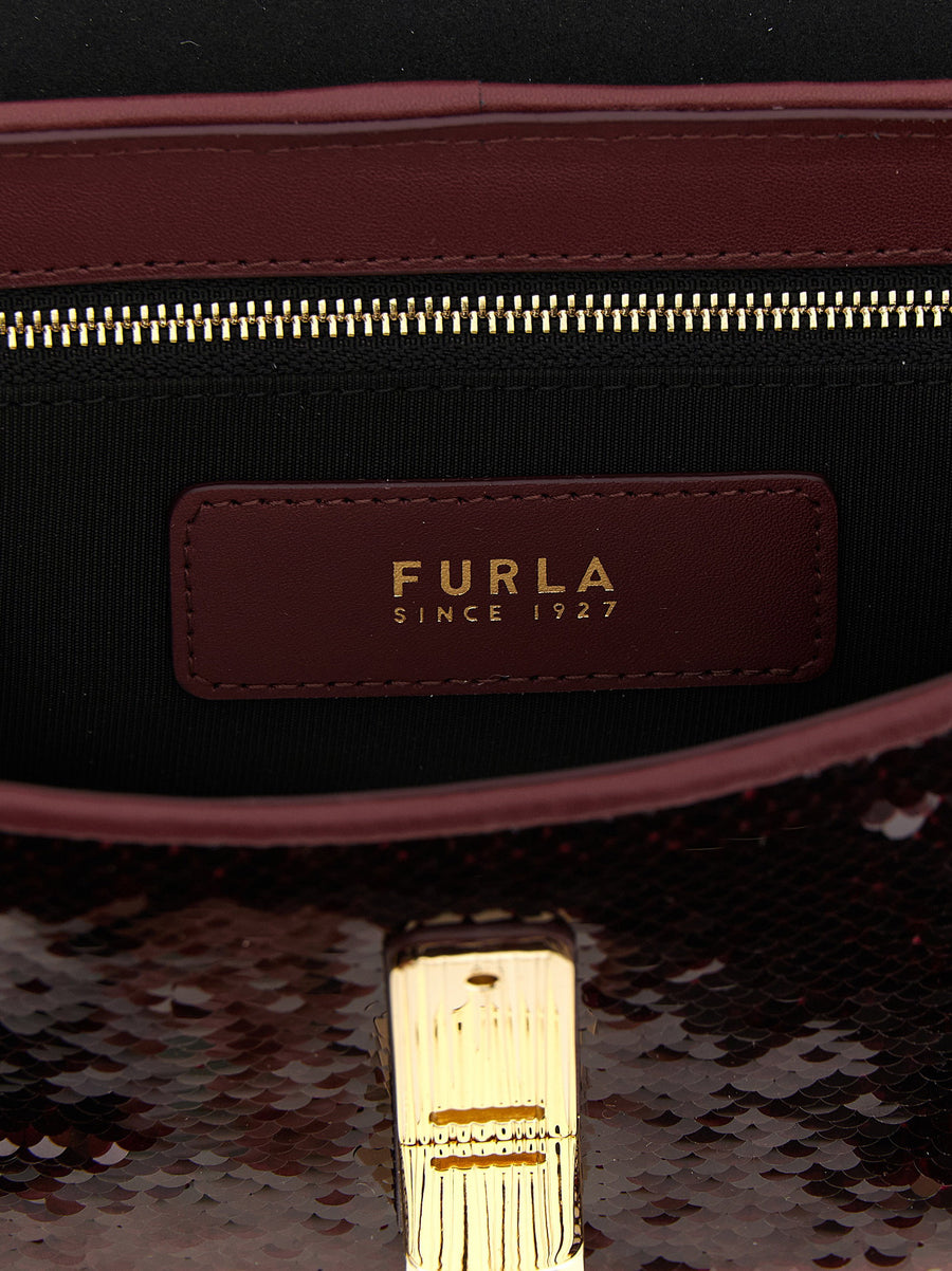 Furla Iride Sequin Crossbody Bag for Women Bordeaux Small Evening Glamour Accessory