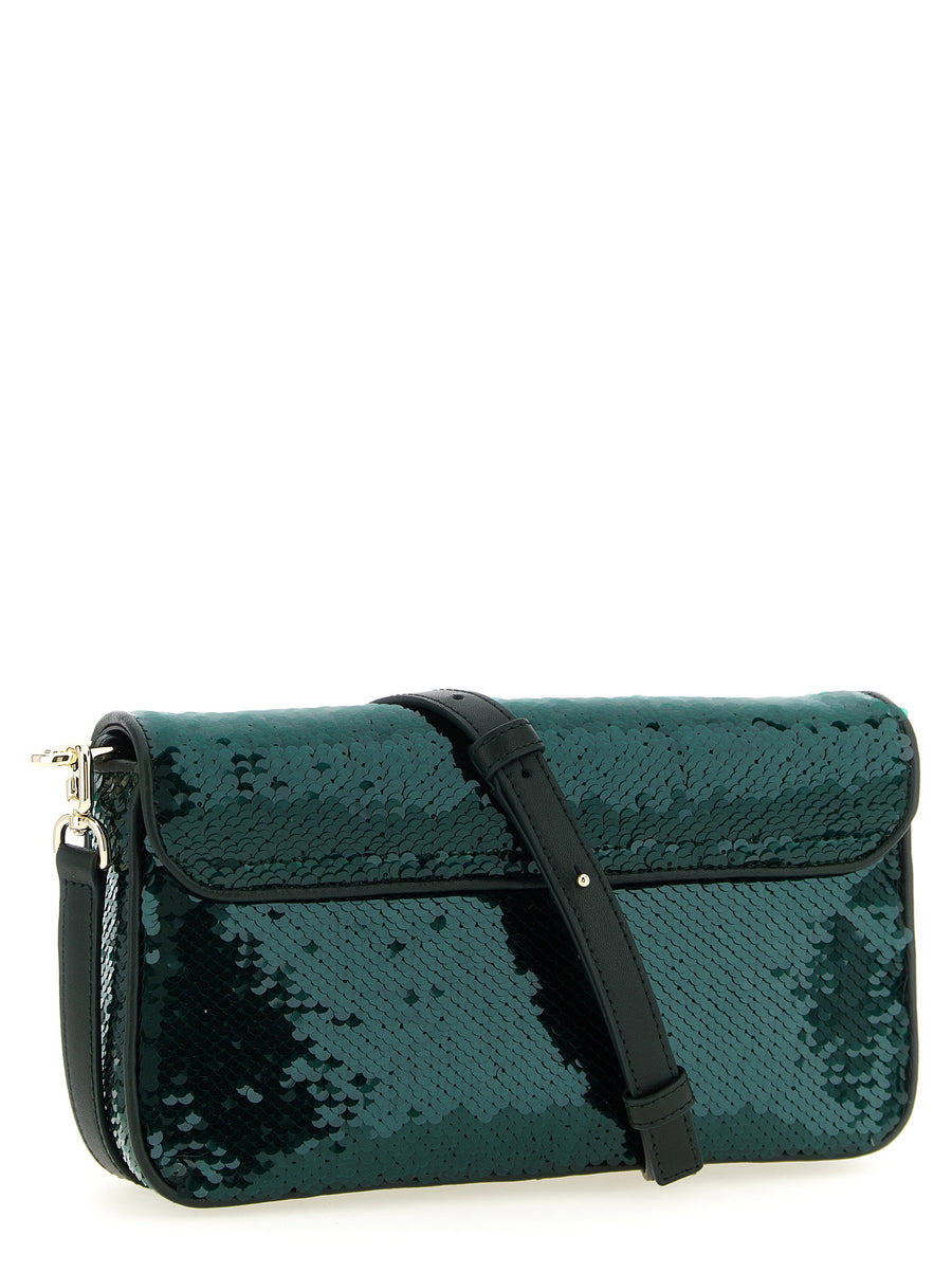 Furla Iride Green Sequined Crossbody Bag for Women with Magnetic Closure Versatile Compact Evening Accessory