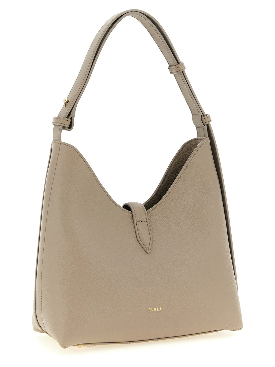 Furla Goccia Small Shoulder Bag Luxury Gray Calfskin For Women On The Go Versatile Everyday