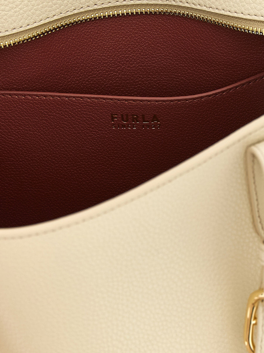 Furla Ava M White Calfskin Structured Shopper Tote