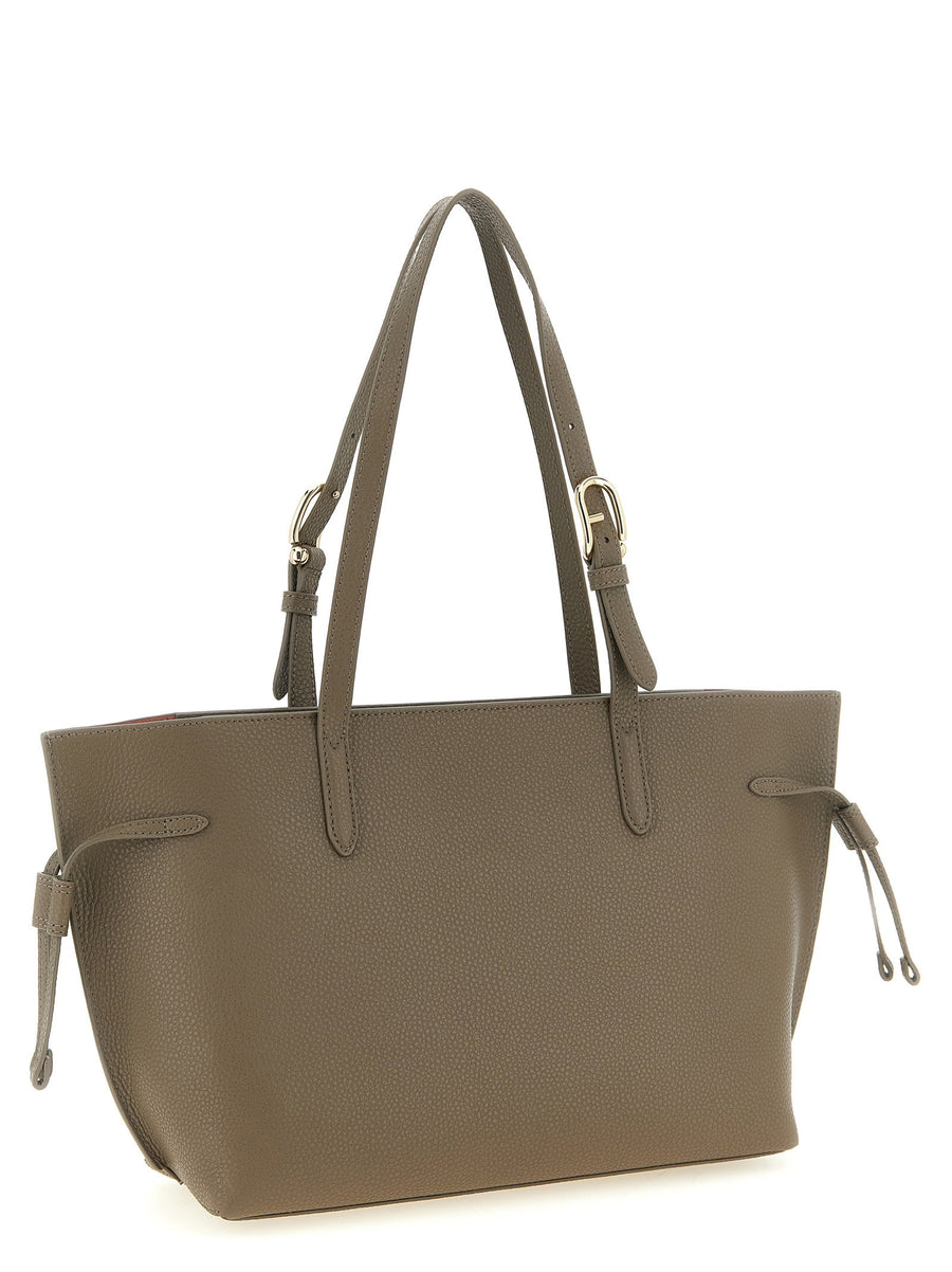 Furla Ava M Gray Calfskin Shopper Bag With Arco Buckles
